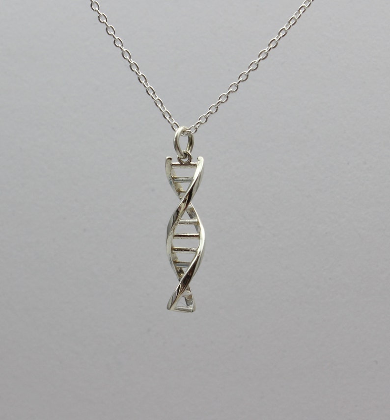 DNA Necklace Pendant Sterling Silver Chain Etsy