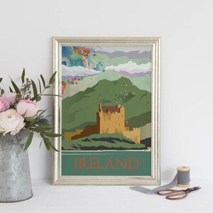 Irland Reisen Kunstdruck, irische Schloss Plakat &#39;Castle and Loch&#39;