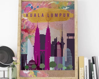 KL Travel print, Kuala Lumpur Travel Poster, KL Wall art, Kuala Lumpur City poster, Kuala Lumpur Home Decor, Kuala Lumpur art print, KL Art