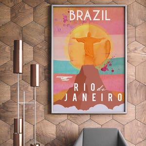 Rio de Janeiro poster, Rio print, Rio de Janeiro, art print, Brazil, city prints, Brazil skyline, wall art, home decor, travel gift.
