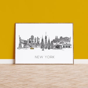 New York Skyline, New York Cityscape Art Print, New York New York, Office Art, Travel Poster, City Wall Art, City Art, illustration, NYC Art