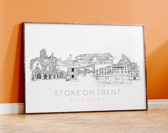 Stoke on Trent Staffordshire Skyline Kunstdruck