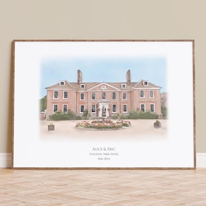 Chilston Park Hotel Maidstone Wedding Venue Portrait - Fine Art Giclée Print, Custom Wedding Gift