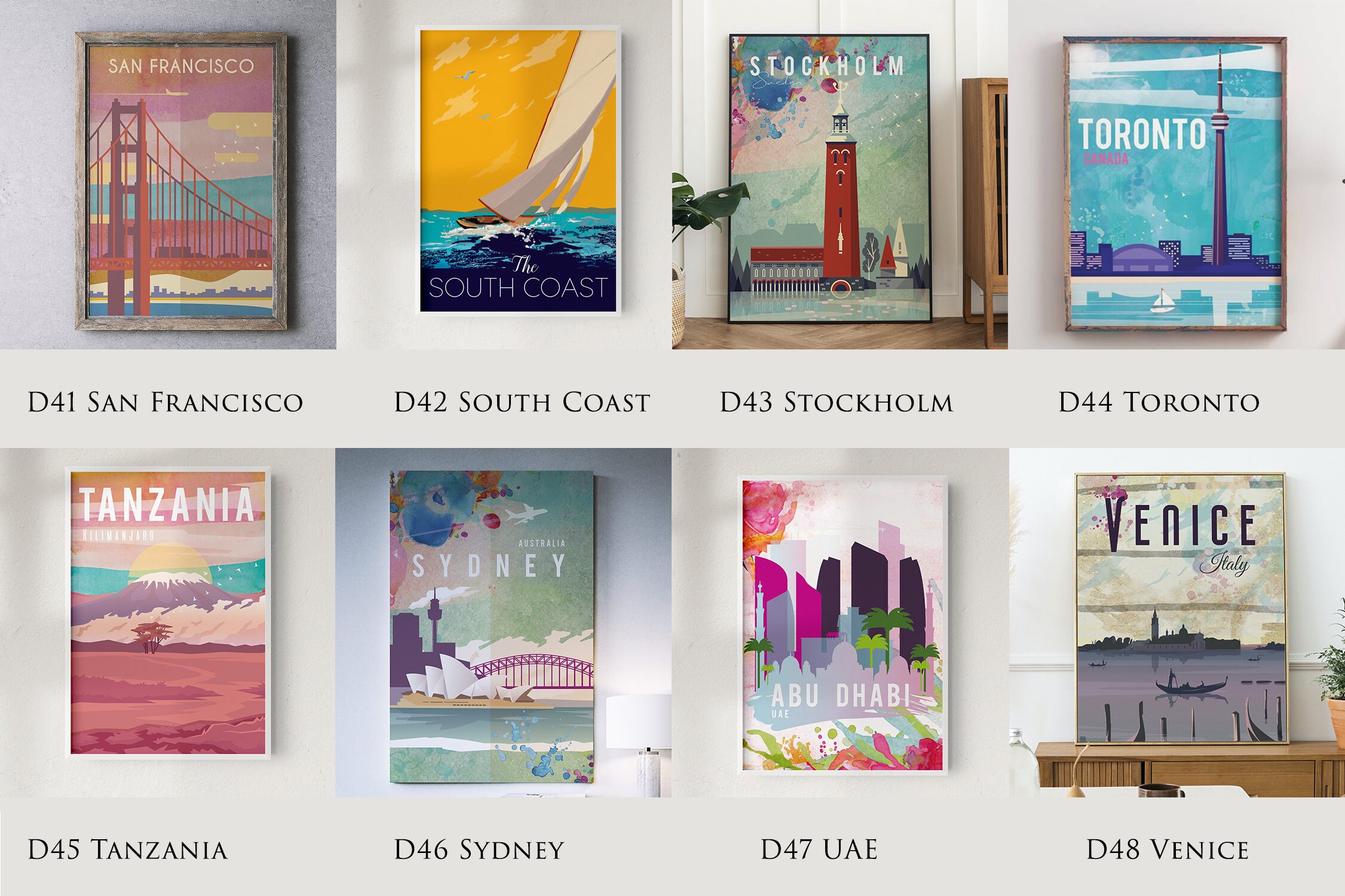 Digital Download Wall Art Travel Posters Etsy UK