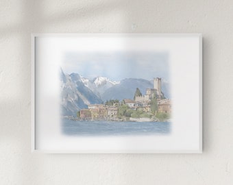Scaliger Castle of Malcesine Wedding Venue Portrait, personalised art print & wedding or anniversary gift