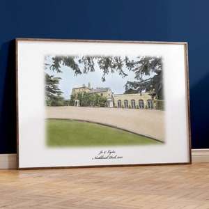 Northbrook Park Wedding Venue Portrait, personalised wedding gift & anniversary keepsake