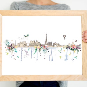 Paris Frankreich Skyline Karte Kunstdruck
