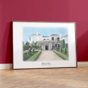 Pembroke lodge Wedding Venue Portrait, personalised wedding or anniversary gift