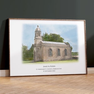 Iglesia de Santa Margarita, boda en la casa de Babbington, regalo de boda con retrato ilustrado