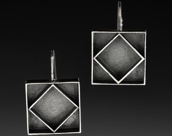 Diamond in Square Earrings