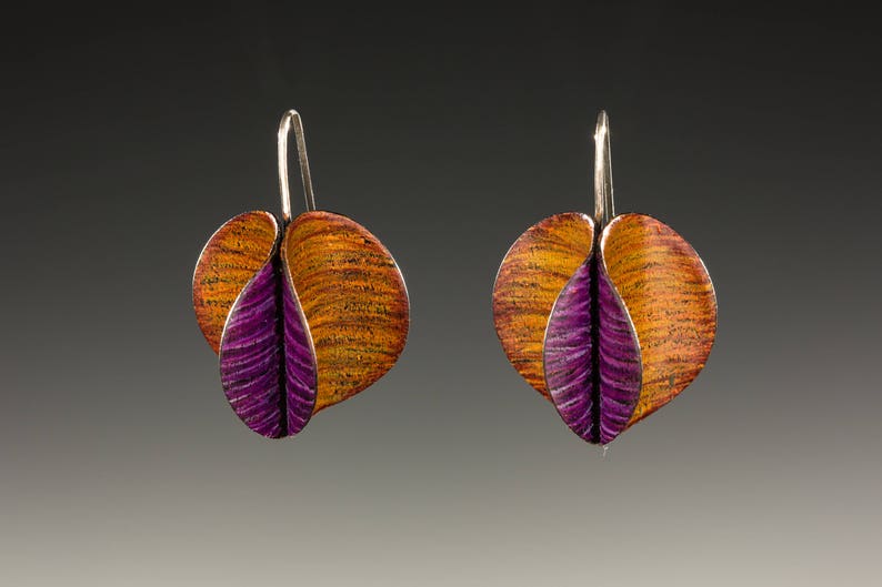 Brown and Purple Kiss Earrings image 3