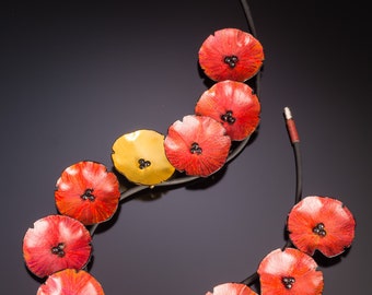 Mostly Red Poppies Necklace