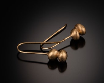 Two Pebble Drop Earrings - gold