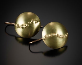 Domed and Dotted Gold Earrings