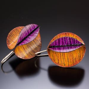 Brown and Purple Kiss Earrings image 2