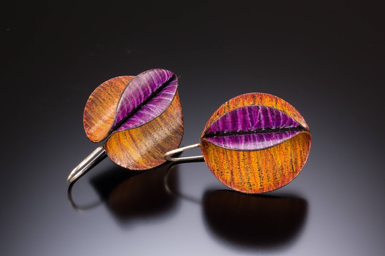 Brown and Purple Kiss Earrings image 2
