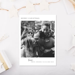 Photo Christmas Card Template, Merry Christmas Happy Holidays, Custom Photo Holiday Card Printable, Minimalistic Photo Christmas Card, PSD