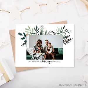 Photo Christmas Card Template, Photoshop Christmas Card Template, Merry Christmas Card, Holiday Card Template, PSD Template, 5x7