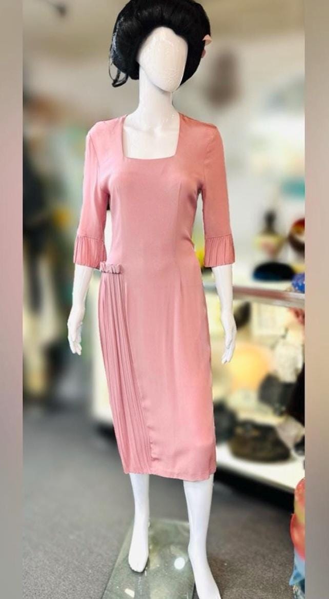 Dusky Rose 1920s Style Midi Dress USA MADE