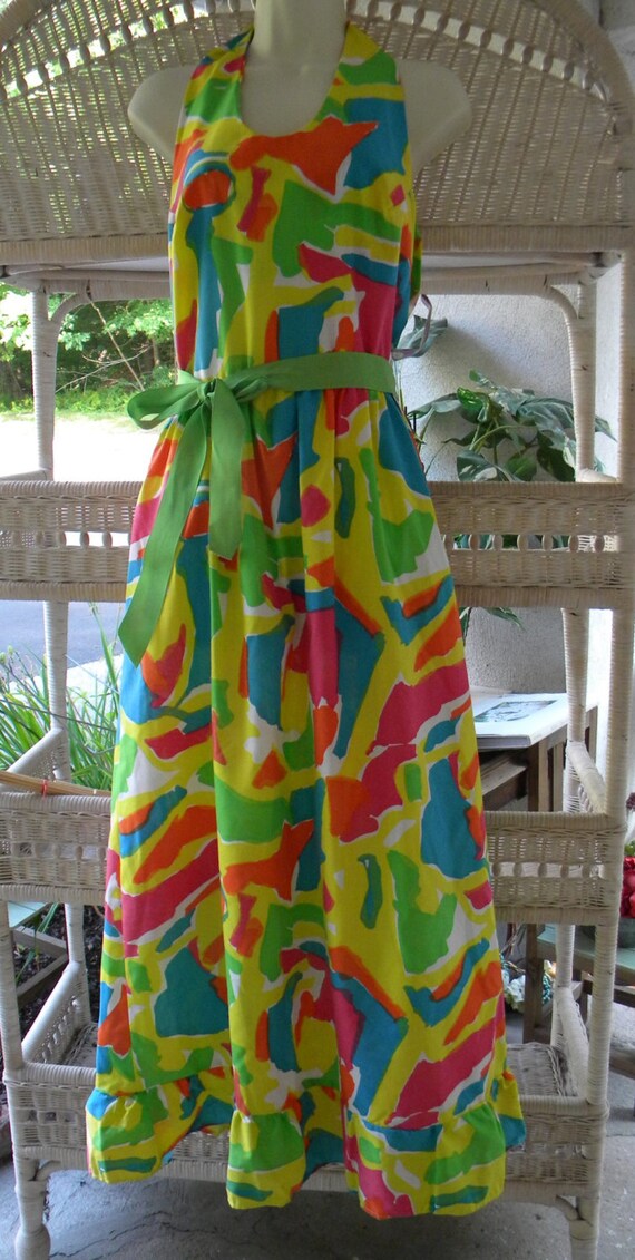 1970's Halter Cotton Maxi Dress