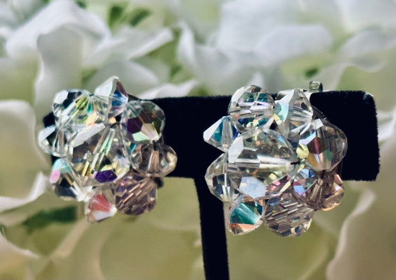 Super Fine Crystal Clip Earrings Vintage Germany - image 4