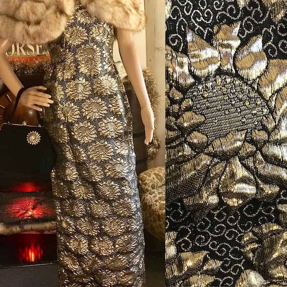 Stunning Gold Lame' Evening Gown 1960's