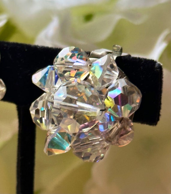 Super Fine Crystal Clip Earrings Vintage Germany - image 1