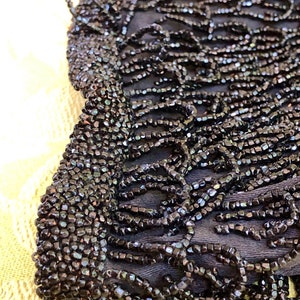 Antique Flapper Fringed Purse, Jet Black Beads