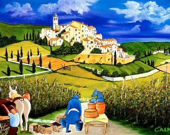 Canvas Print, Large Canvas Print, Wine Country,  Giclee print, Tuscany Art,  Mediterranean, Home Decor, Fine Art, Wall Art, Ready to Frame
