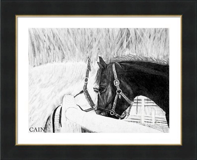 Canvas Print Large Canvas Black and White Horses Original Etsy