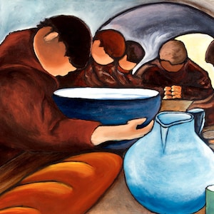 European monastery art, Canvas Art,  Monks at Prayer, giclee art,  religious art,  spiritual art, Home Decor, Christmas Art, art, wall art