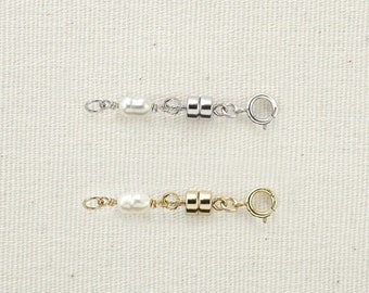 Freshwater Pearl Magnetic Clasp Converter, 1.25" Add-On Extender for Necklace, Gold-Fill or Sterling Silver