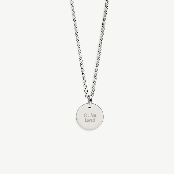 Faye Silver Coin Personalized Message Necklace