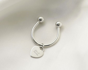 Sterling Silber Hufeisen Schlüsselanhänger, personalisierte Herz Anhänger, Geschenk für sie