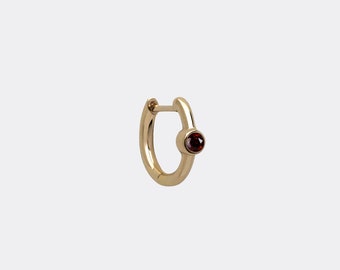 Small Hoop Earrings with Red Garnet, January Birthstone