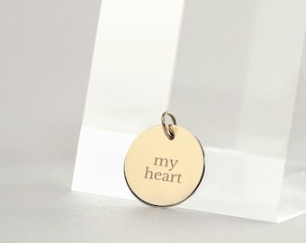 The Emblem Classic Mantra Charm, Personalized Initial, Word, Letter Charm | 14k Gold Filled, Sterling Silver
