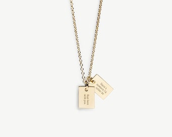 Say Anything Double Charm Necklace, Gold Message Pendant Light Chain for Layering, Minimalist Jewelry LITTIONARY