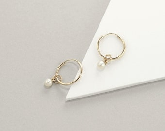 Risa Pearl Dangle Hoop Earrings