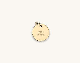 Custom Engraved Disc Charm, 14k Gold Filled, Sterling Silver, Personalized Pendant – The Emblem Mini