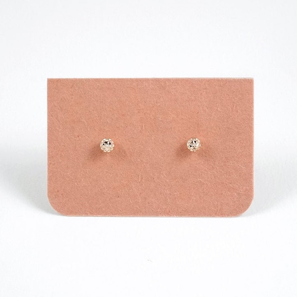 Pendientes pequeños de bola redonda facetados de oro rosa, Pendientes sencillos y delicados con puntos, Regalo de joyería único para ella