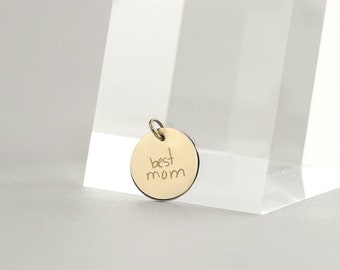 Custom Handwriting Charm, Engravable Gold, Rose Gold, Sterling Silver Pendant, Meaningful Personalized Gift