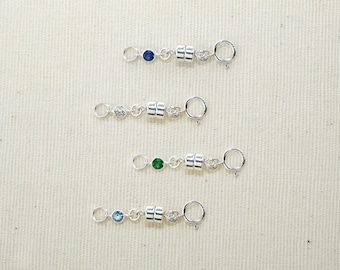 "Sterling Silber Magnet 1 ""Konverter, Birthstone Zirkonia Lünette Anhänger, Federringverschluss, Easy Add-On CZ Verlängerung für Halskette."