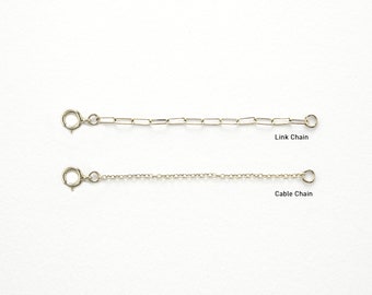 Necklace Extender Chain – Gold Filled & Sterling Silver Cable or Paperclip, Add-On Converter | Spring Ring Clasp