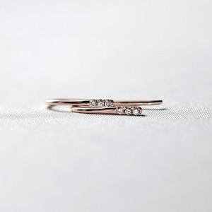 14k Rose Gold Diamond Ear Climber, Tiny Diamond Ear Pin Ear Climber, Sleeper Earrings, Comfortable with Headphone and Play Sports