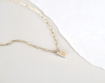 "Personalisierte kleine Anhänger-Halskette, Büroklammer-Gliederkette - ""Das Flüstern"" |." 14k Gold Fill, Sterling Silber