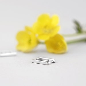 Nella Rectangle Hoop Earrings, Solid Sterling Silver Hoops, Unique Gift For Her image 3