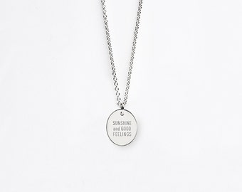 Grace Message Charm Necklace - Custom Engraving Quotes, Name Necklace, Coordinates