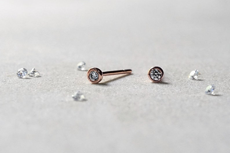 bezel diamond earrings