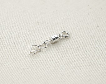 Double Heart Links Magnetic 1.25" Converter, Spring Ring Clasp Sterling Silver, Easy Add-On Extender for Necklace