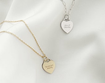 My Heart Charm Layering Necklace, Gold and Sterling Silver Personalized Heart Pendant, Unique Gifts For Her